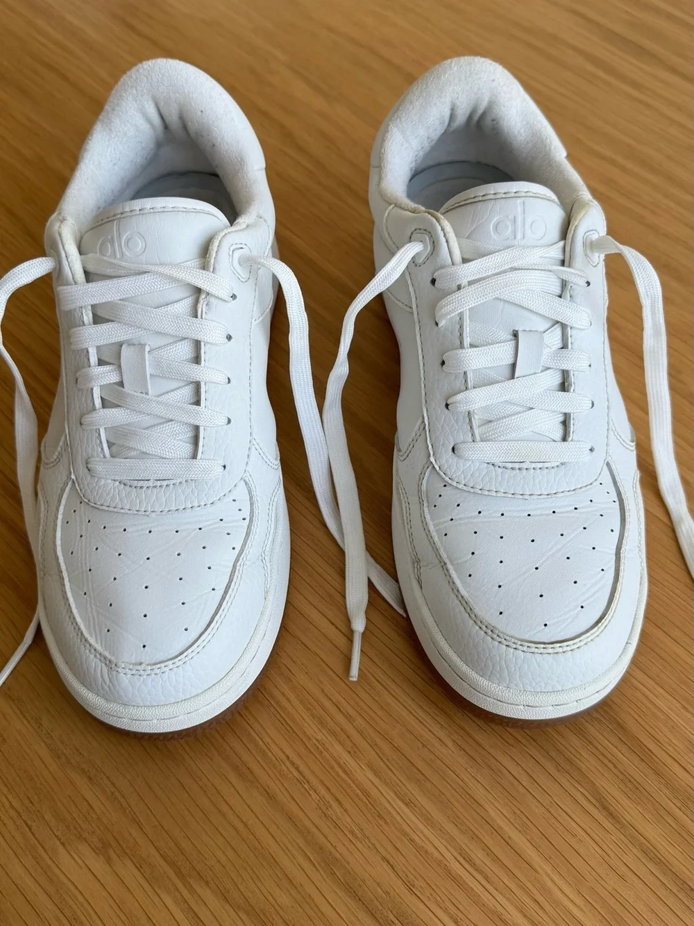 ALO Yoga  White Lace-Up Leather Sneakers